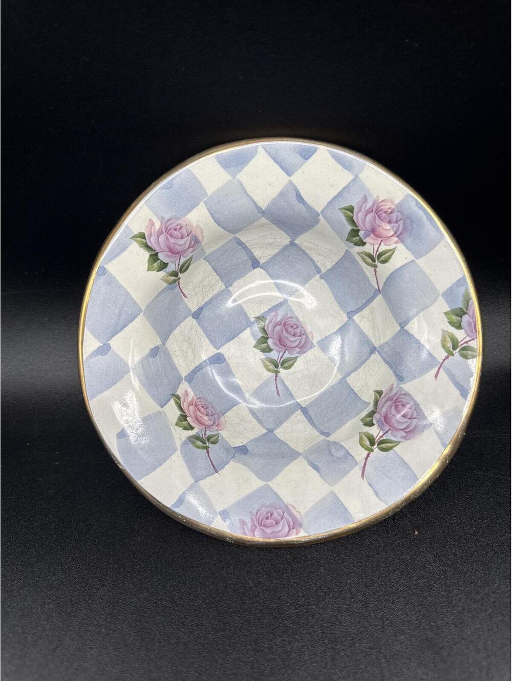 Mackenzie Childs Honeymoon Blue Roses 6” Bowl